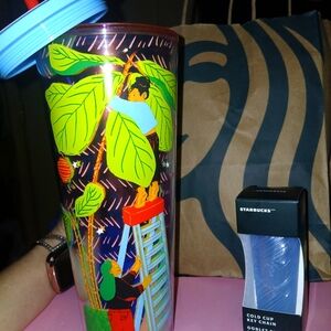Starbucks Bundle! Monyee Chau Cold Cup+ Matching Blue Keychain